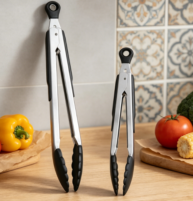 2-Piece Set of Anti-Scald Nylon-Head Kitchen Tongs